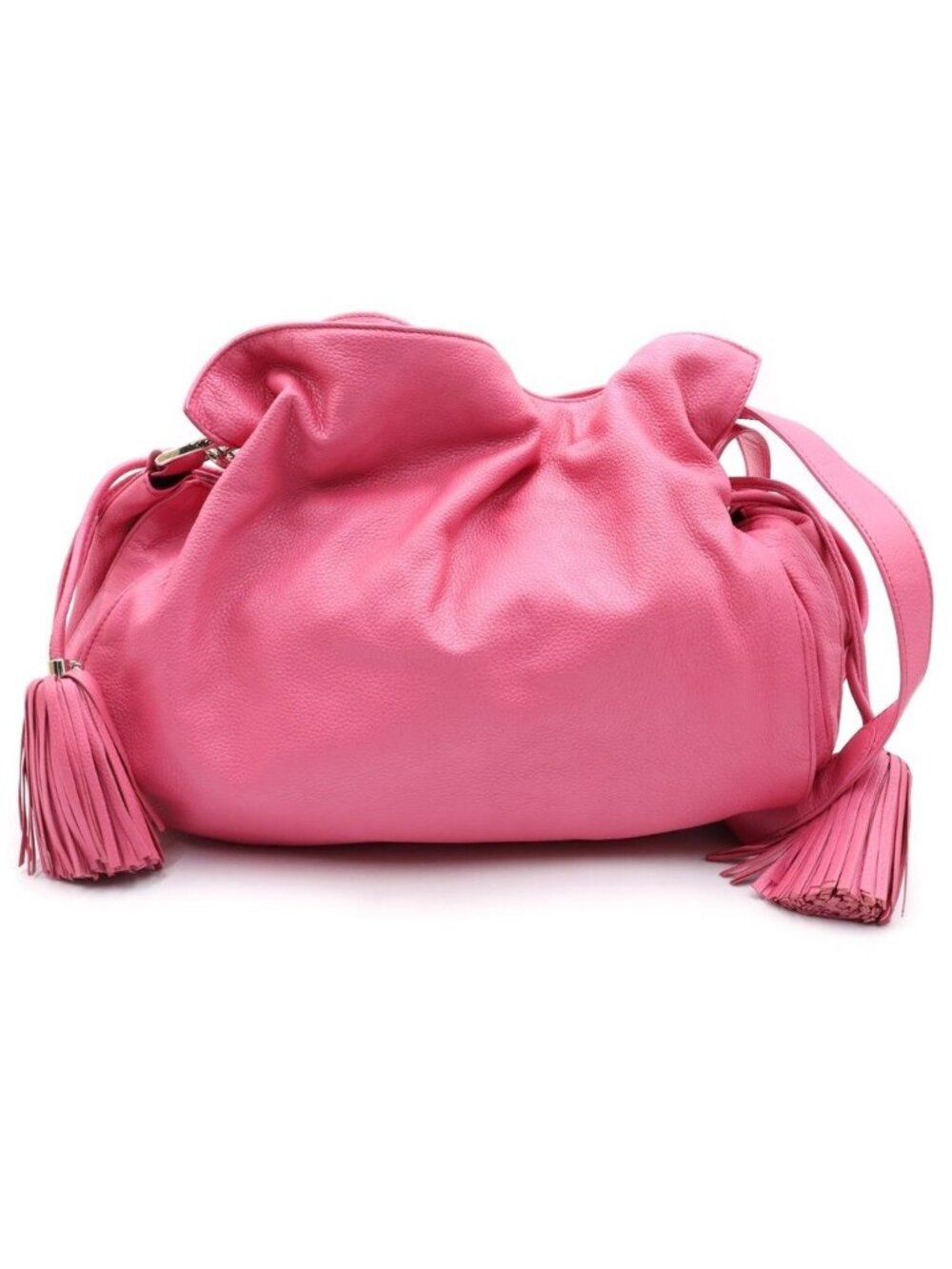 Loewe Flamenco Fringe Shoulder Bag Pink Leather